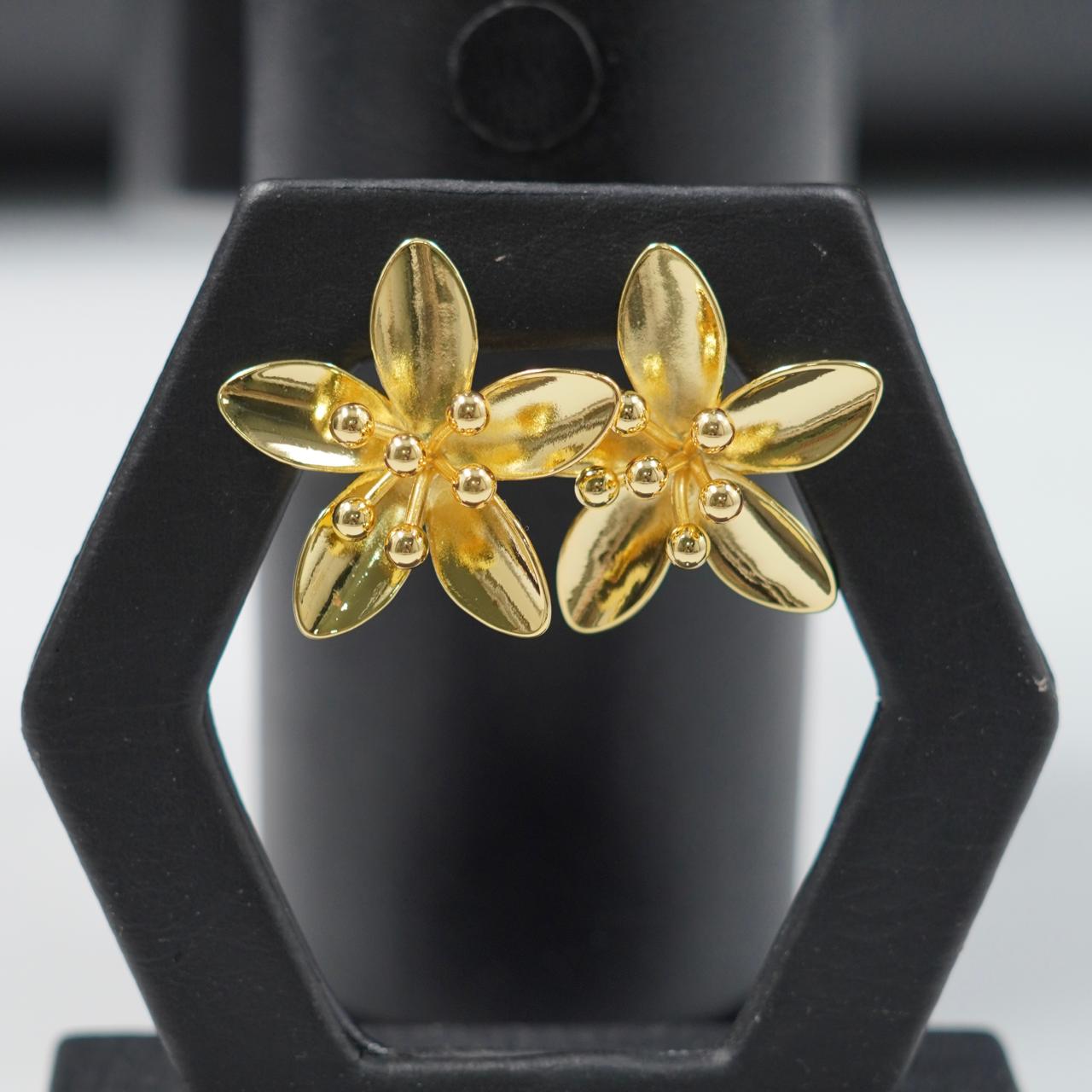 Miniatura 3 de ARETES RODIO FLORES DORADO